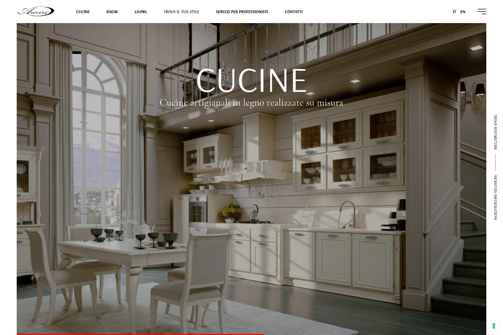 Hero cucine su misura del sito Arcari Arredamenti