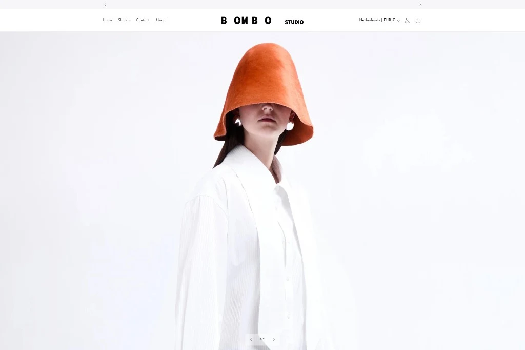 Homepage dell’e-commerce Bombo Studio con hero editoriale