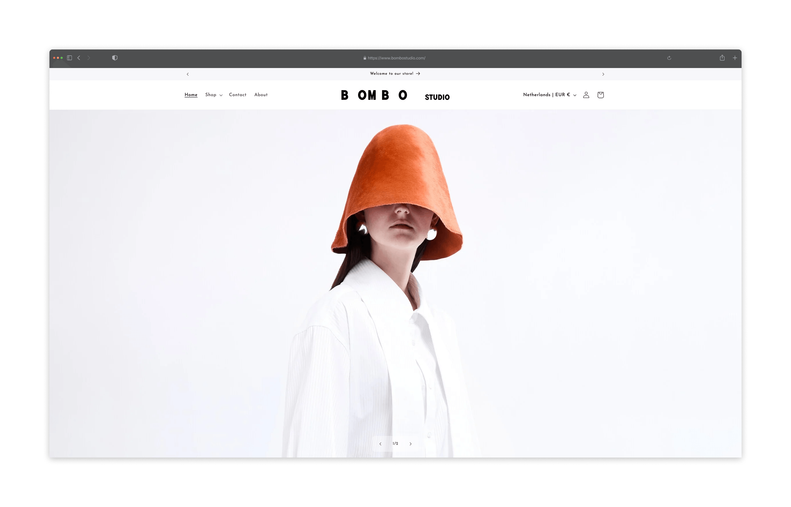Schermata desktop Bombo Studio: home e storytelling del brand