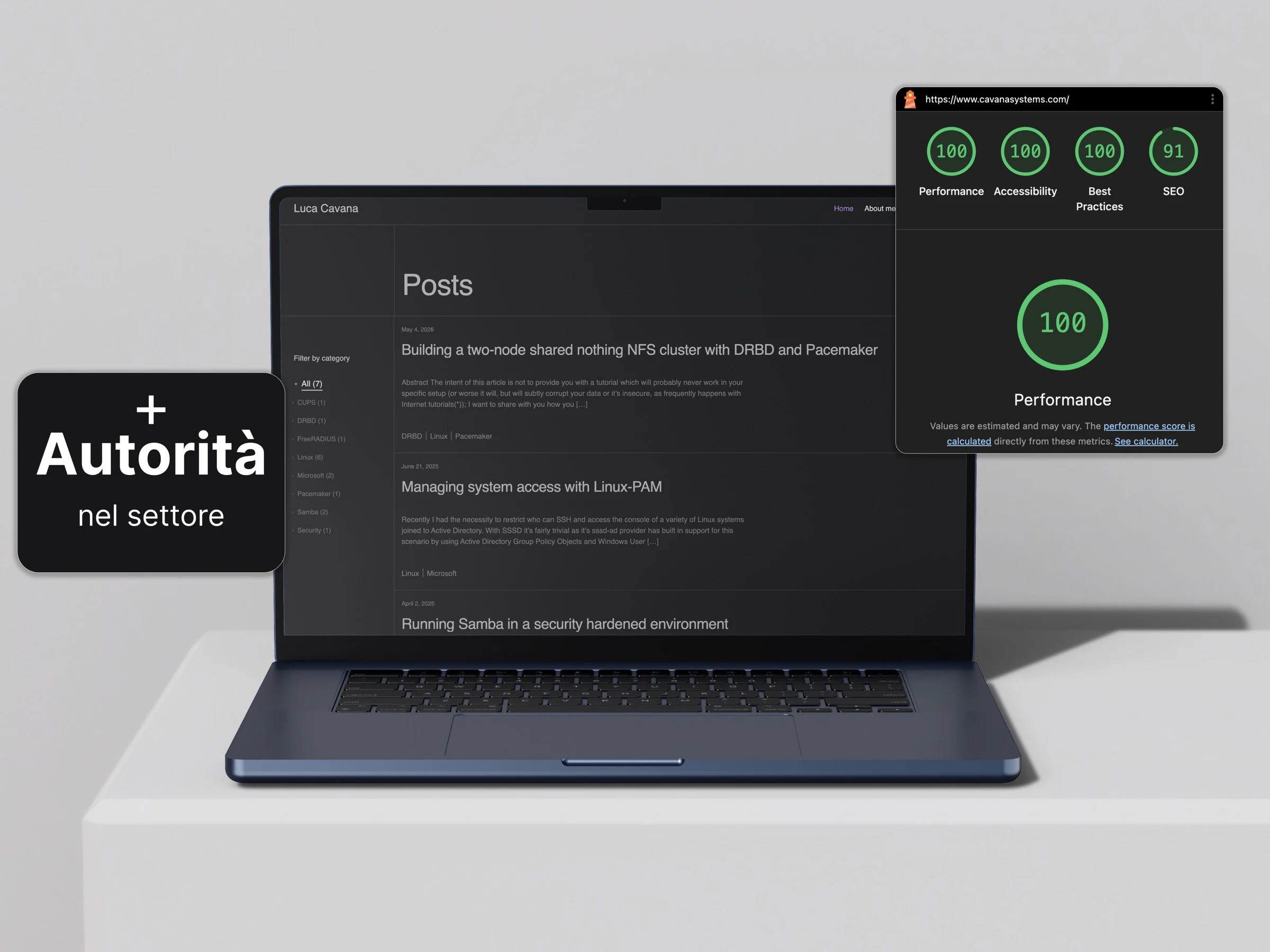 Mockup desktop del blog CavanaSystems