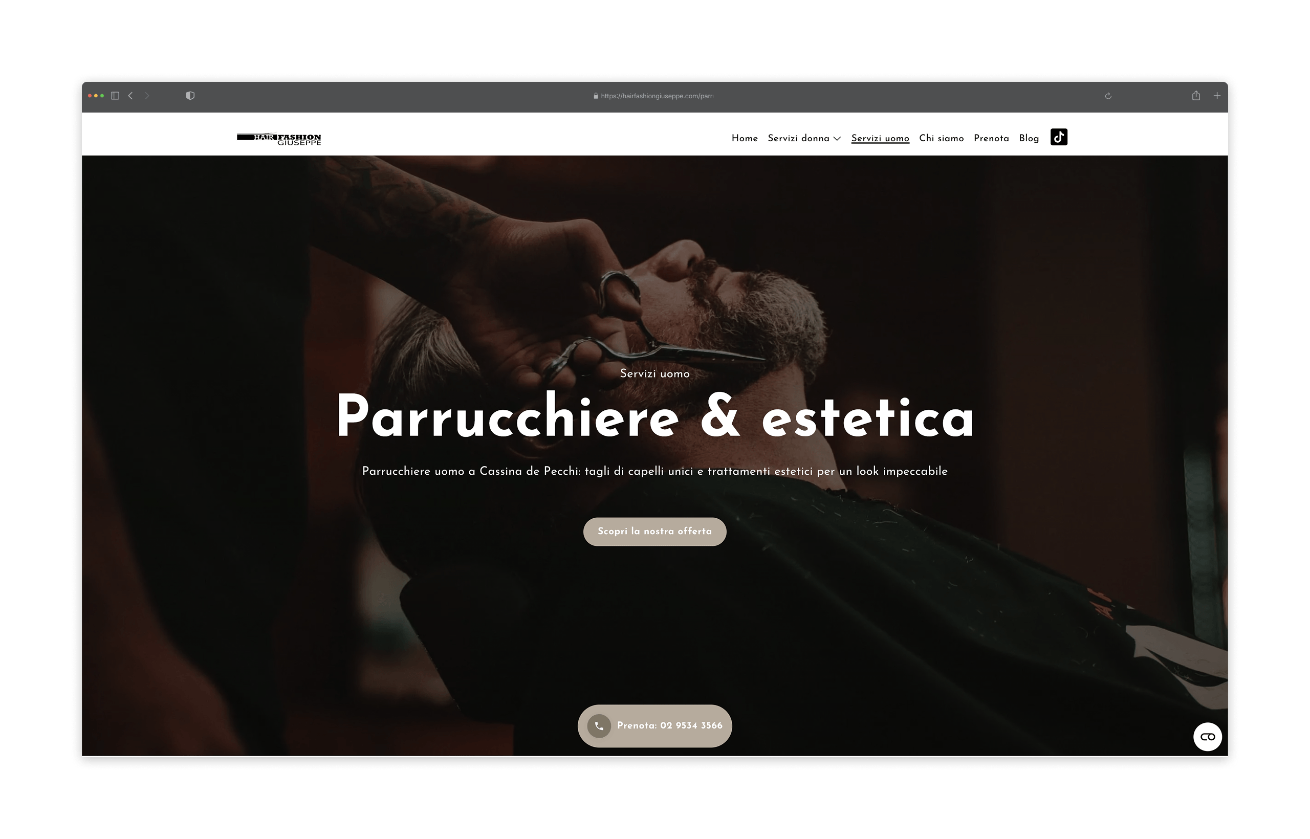 Schermata desktop Hair Fashion Giuseppe: sezioni aggiuntive del sito